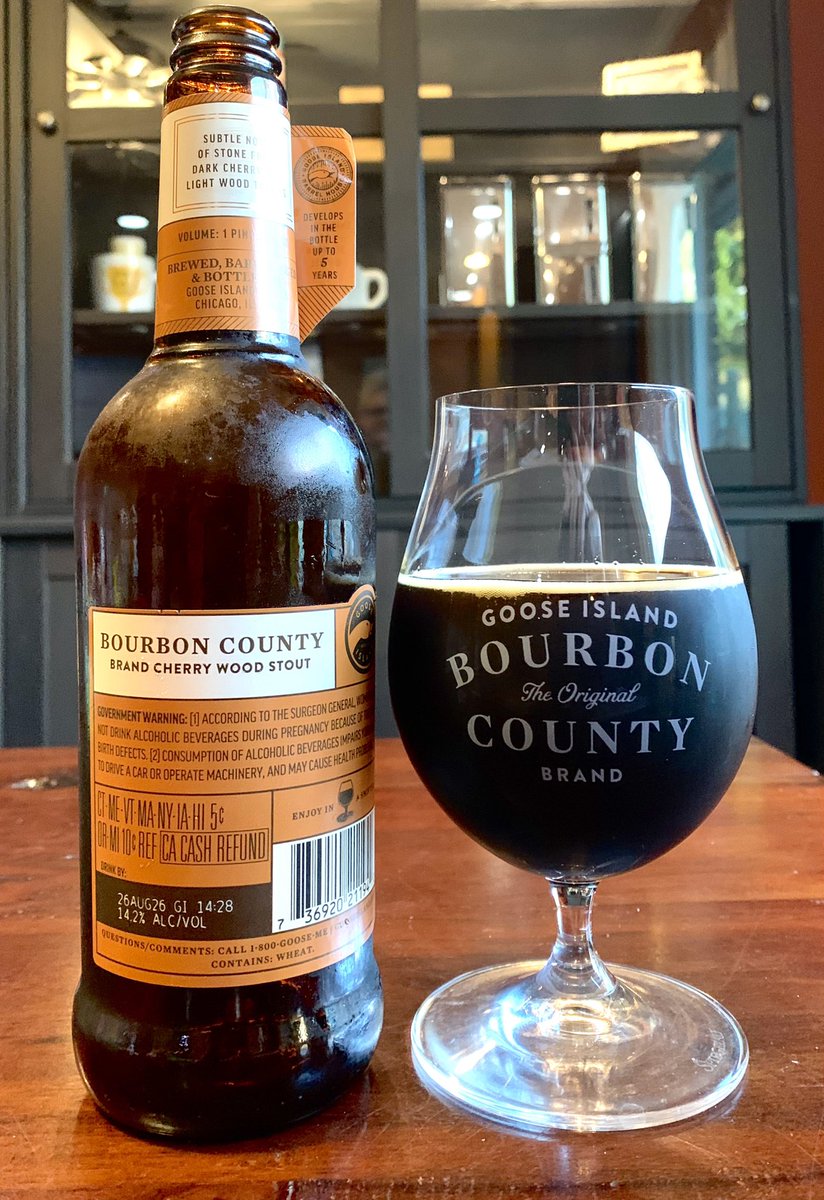 SCBeerExplorer's tweet photo. Bourbon County Brand Cherry Wood Stout (2021)  by @GooseIsland.

Woody aroma. Black pour. Brown sugar, chocolate, &amp; bourbon. Any cherry that was there has dissipated. Better after 2 years in the cellar.

Happy Valentine’s Day! 🍻💛

#BCBS #BeerReview #CellarBeer #BourbonCounty https://t.co/xzHiQtAMdv
