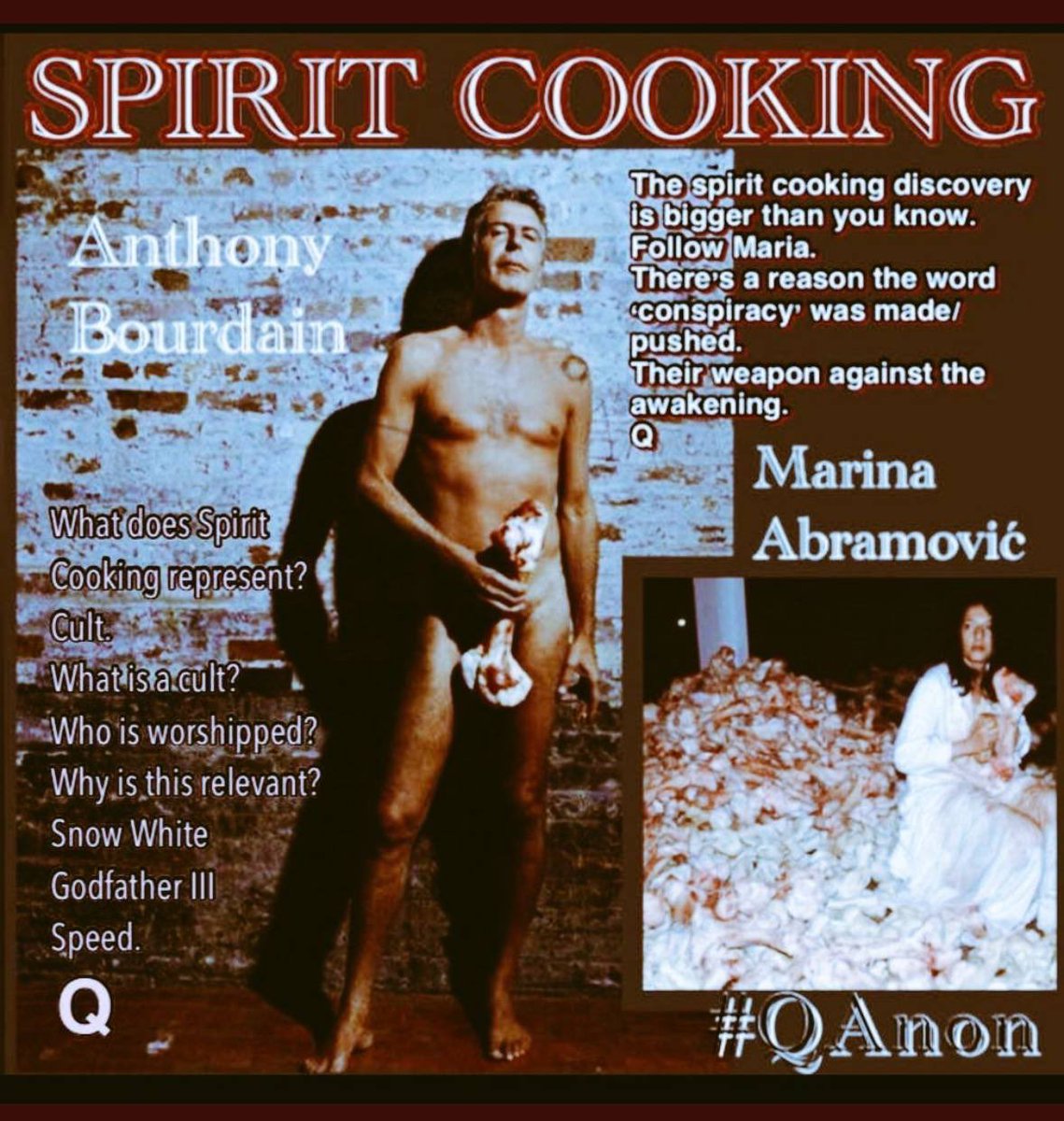 Spirit cooking. What sort of bone is Bourdain holding?