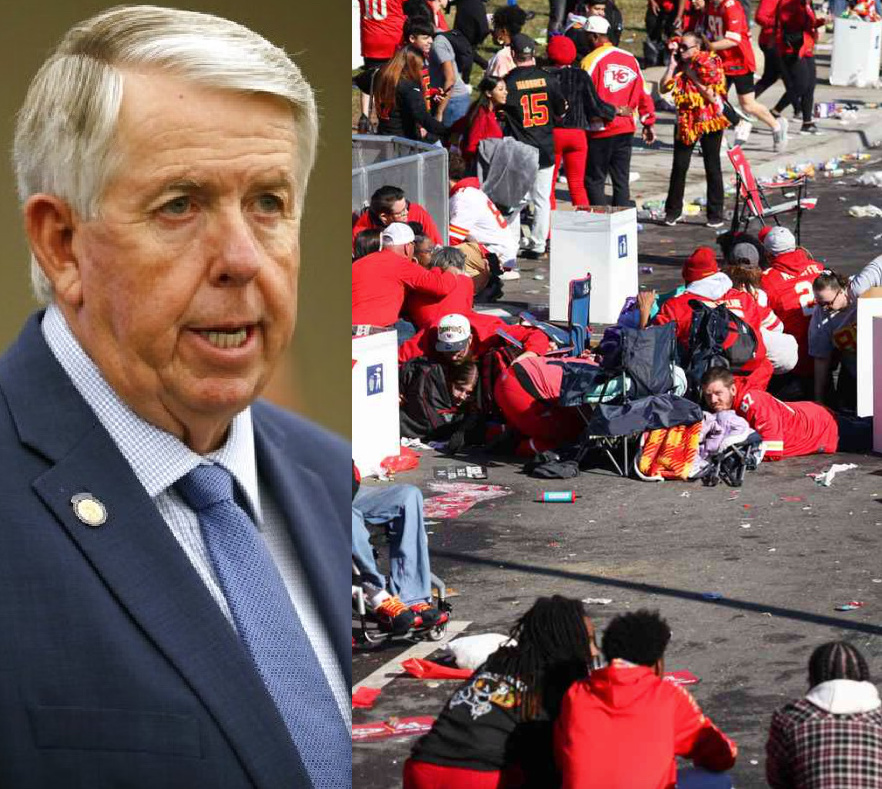 BREAKING: An eagle-eyed American exposes MAGA Governor Mike Parson by revealing that the gun-loving politician was spotted fleeing in fear when a shooting broke out at the Kansas City Chiefs Super Bowl parade. These Republicans love guns until the moment they face them in real…