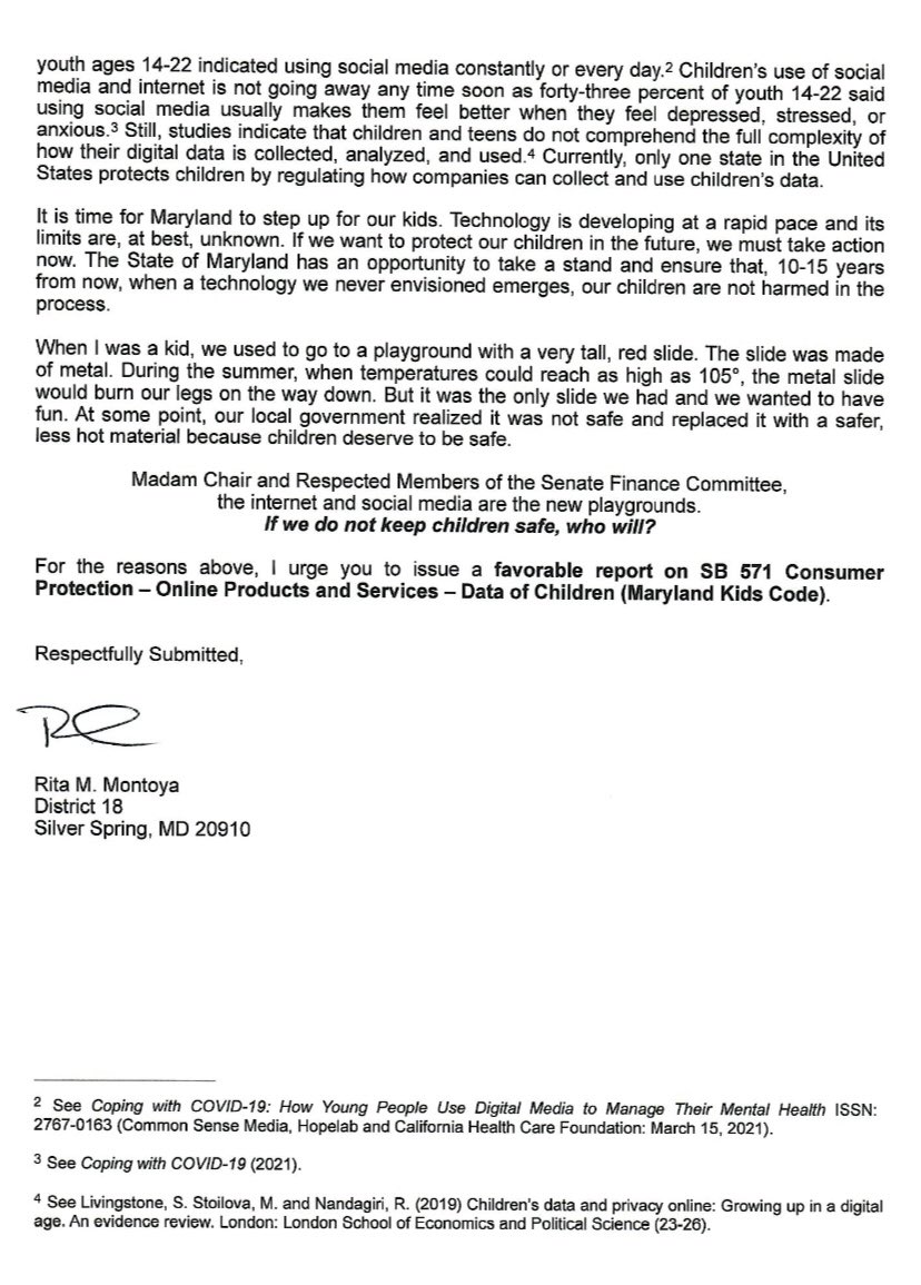Loveliest_Rita's tweet image. It was an honor and a privilege to advocate for our kids and the privacy of their data before the MD Senate Finance Comm. My written testimony is below. #SB571 #MDKidsCode