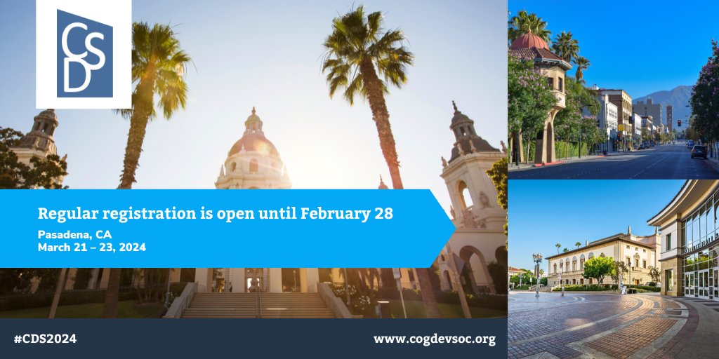 There is still time to register for #CDS2024. Visit cogdevsoc.org/registration/ for more information.