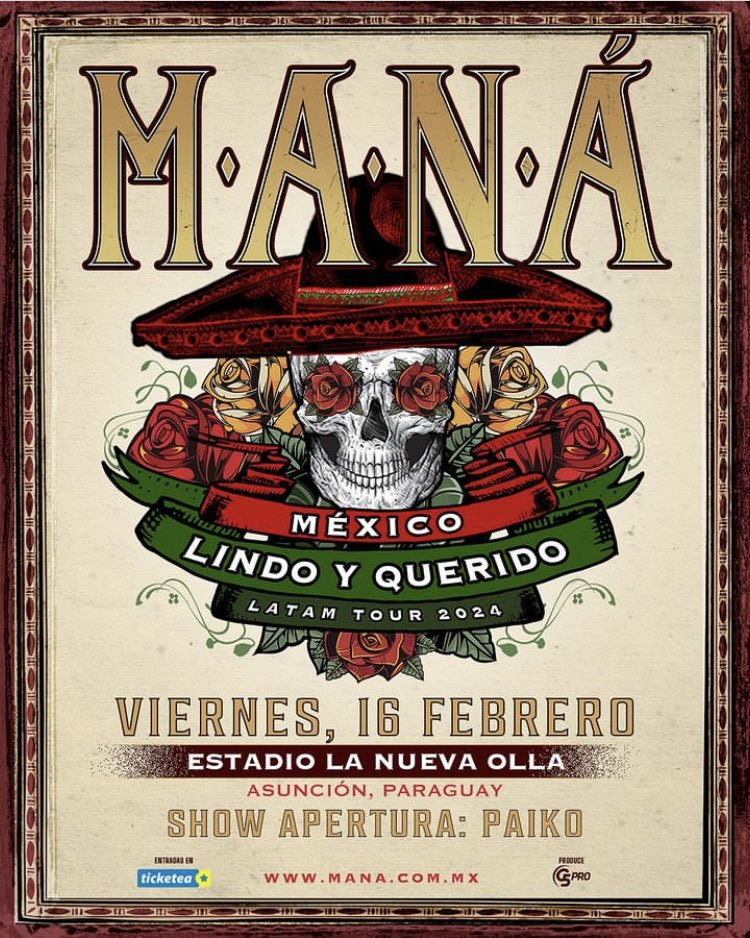 Nos vemos el viernes con Paiko y Maná!🤘🏽