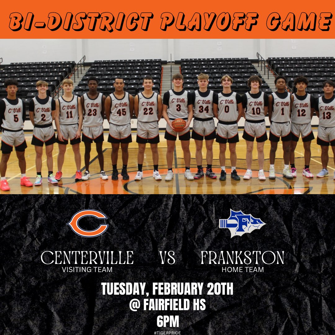 It’s PLAYOFF SZN! The Tigers will open up their playoff run on TUESDAY! Y’all come out and cheer them on! It’s going to be a good one! #cvilletigerstx #ALLIN #TigerPride