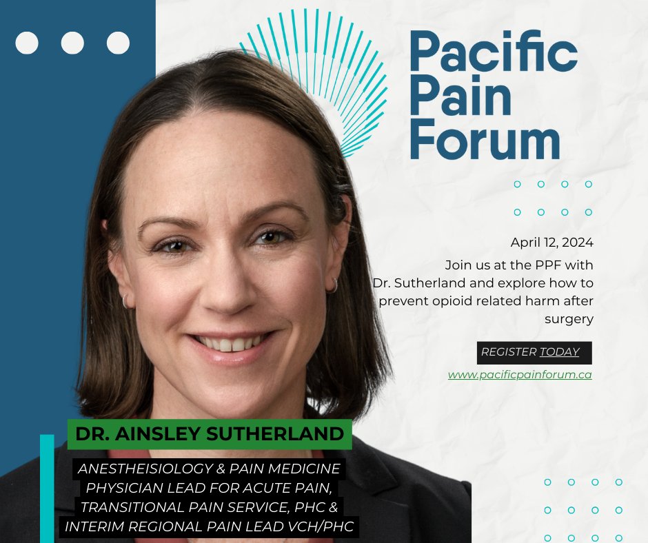 Pacific Pain Forum (@pacpainforum) on Twitter photo Register for the Pacific Pain Forum on April 12, 2024 & meet Dr. Sutherland. We are thrilled that Dr. Sutherland will share her expertise and explore how to prevent perioperative opioid related harm! Early bird registration until March 1st. Don't miss out! <a href="/ubc_anes/">UBC Anesthesiology Residency Program</a> @DocPAinsley Register for the Pacific Pain Forum on April 12, 2024 & meet Dr. Sutherland. We are thrilled that Dr. Sutherland will share her expertise and explore how to prevent perioperative opioid related harm! Early bird registration until March 1st. Don't miss out! <a href="/ubc_anes/">UBC Anesthesiology Residency Program</a> @DocPAinsley