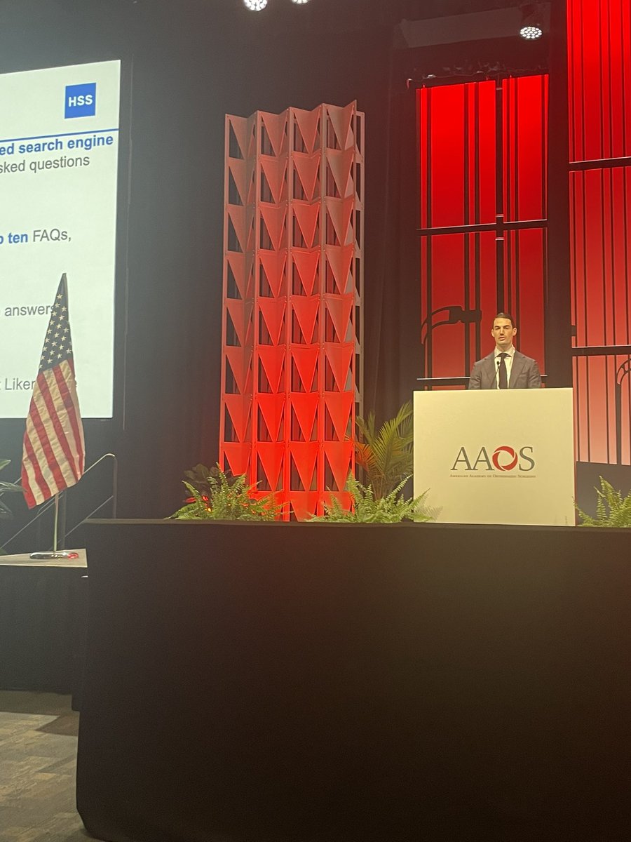 Great day 3 at #AAOS2024 with two podium presentations on #AI, incredible educational opportunities, and seeing friends from around the country. Excited to give my ICL on AI tomorrow - see you there! @HSpecialSurgery @AAOS1