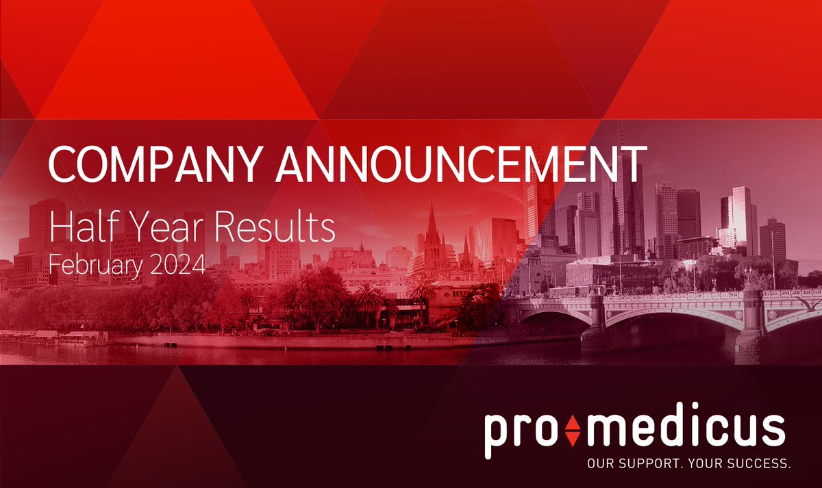 Pro Medicus announces half-year (HY 2024) results bit.ly/42I0gbL <a href="/Visage_Imaging/">Visage Imaging</a> #Visage7 #CloudPACS #VisageEaseVP #PlatformForTheFuture #PoweredBySpeed