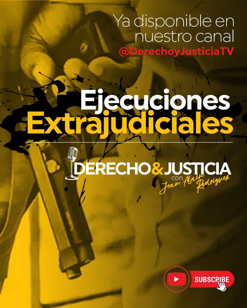 Ya disponible en nuestro canal de YouTube @DerechoyJusticiaTV, nuestro programa sobre las EJECUCIONES EXTRAJUDICIALES, las políticas públicas actuales implementadas por los órganos del estado, y al respeto o no de estos derechos por parte de las autoridades.