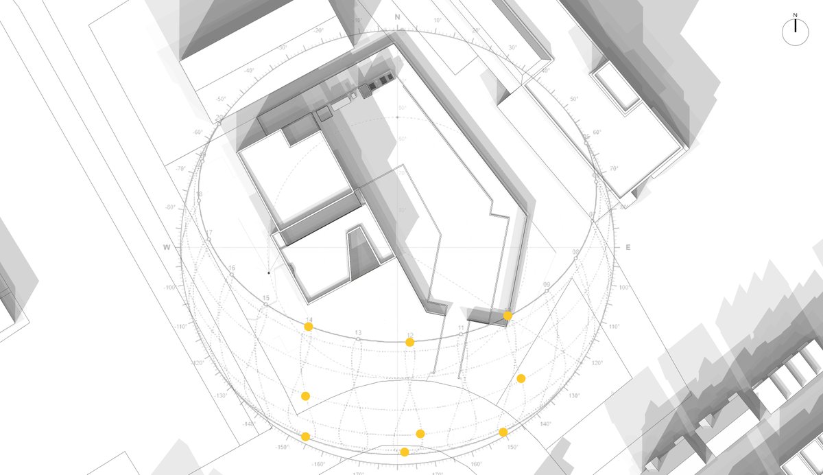 shapearch_'s tweet image. A palimpsest sun and shadow diagram of Blatchford Fire Station No. 8 for the months of March, June and December. 
Learn more about this project here 👉 bit.ly/3NXeJue 

#SHAPEArchitecture #SHAPEArch #YEGarchitecture #architecturediagram