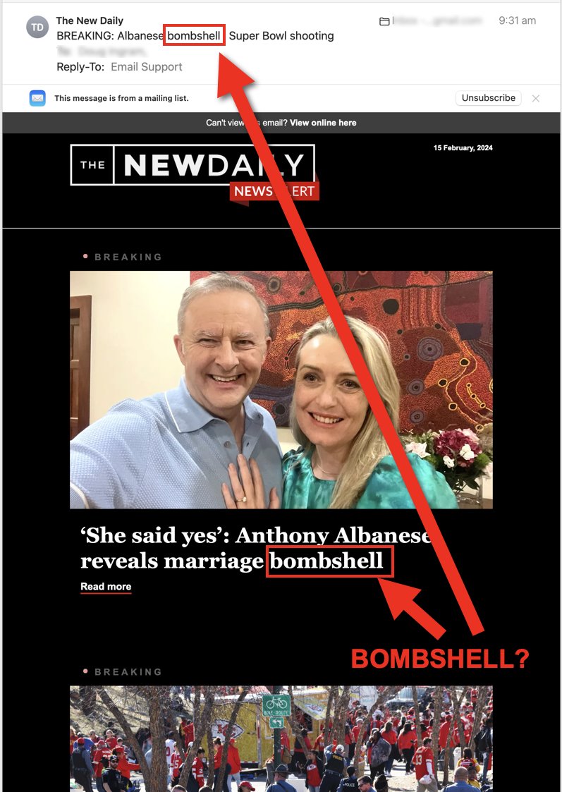 'Bombshell'?
@TheNewDailyAu I had naively considered the 'New' in your name to mean you were different from, or maybe even a cut above, the tabloidism rampant in Australian media. 
Sadly, I was wrong. #ausmedia