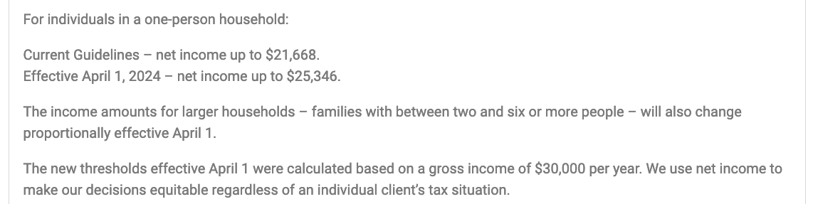 It's worth noting that $30 000 appears to be the new income cutoff for a *TWO PERSON HOUSEHOLD*. Two people living off $31 000 make too much money to access counsel through Legal Aid. legalaid.ab.ca/resources/fina…