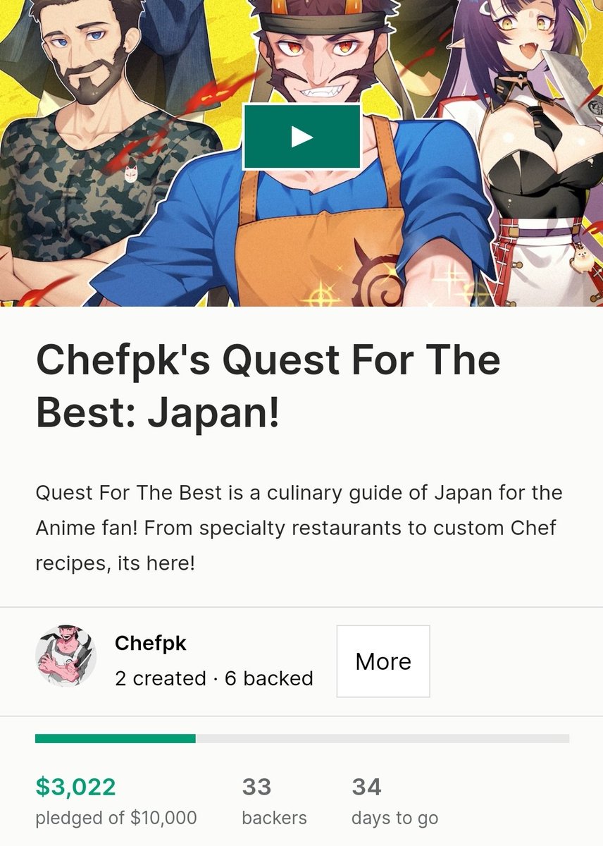 Seriously, thank you all so much! Day 1 and we're already 30% funded?! If you want to back my new book, head over to kickstarter.com/projects/chefp… Thank you Kouhai. Now, get ready for Saturdays video...