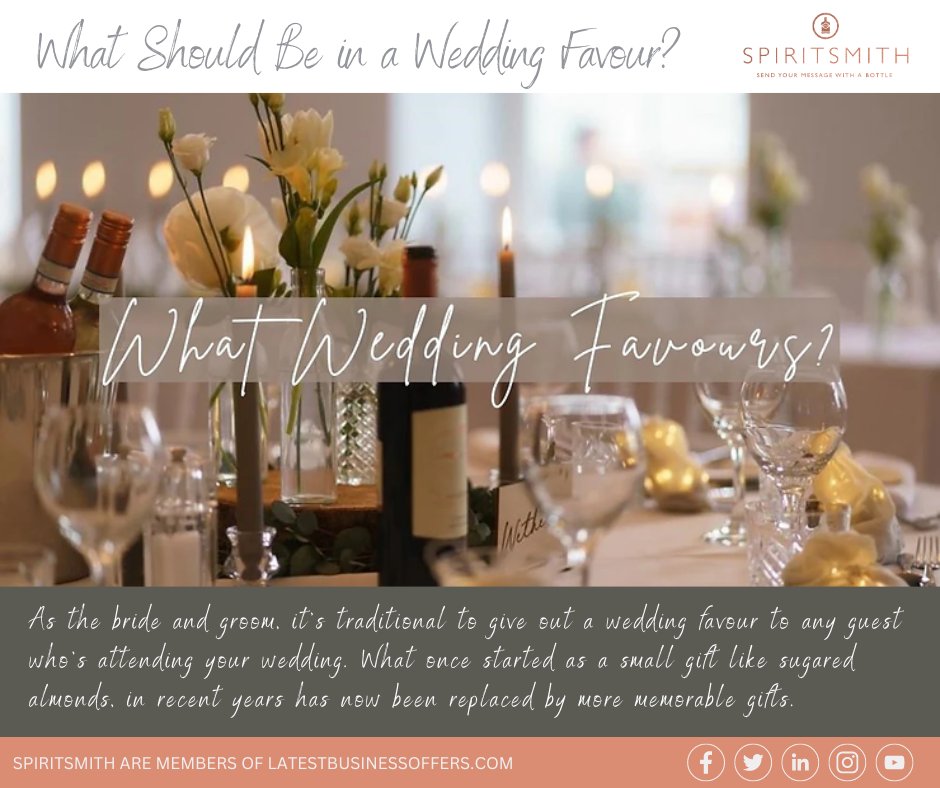 Wedding Gift Ideas by Latest Business Offers.

Title: What Should Be in a Wedding Favour | SpiritSmith | Lancashire

Link: latestbusinessoffers.com/post/what-shou…

#weddings #favours #weddingplanning #AlcoholFreeGifts #lancashire #GiftHamperslancashire