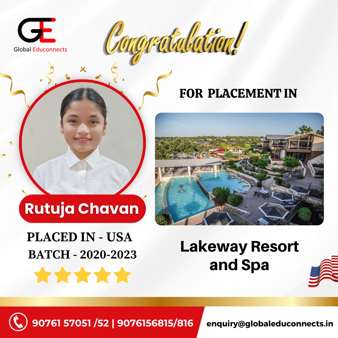 Congratulations!!! @rutuja_chavan28 on successfully getting placed in the USA. 
Call Now - +91 90761 57051 / 90761 57052

#placementyear #studyabroad #abroadstudy #hospitalitymanagement #globaleduconnectes #studyinusaforindians #studyinusaforinternationalstudentsnts