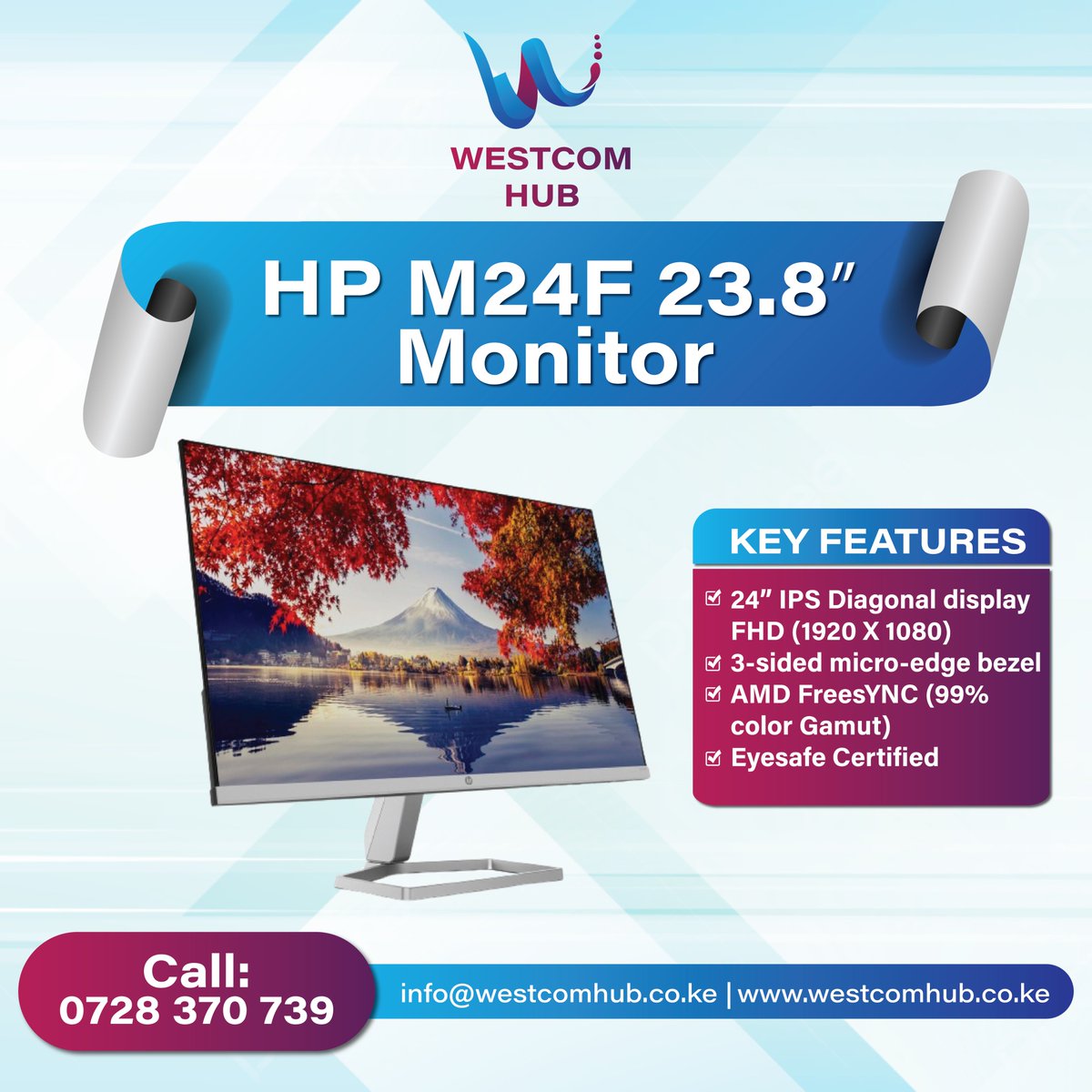 WestcomH's tweet image. Expand your product range with the HP M24F 23.8&quot; monitor, available for wholesale distribution at Westcom Hub. Keep your customers satisfied with high-performance displays!
📍Jamia Plaza, Kigali road Nairobi

#Wholesaler #HPMonitor #TechDistribution #ITsolution #ValentinesDay