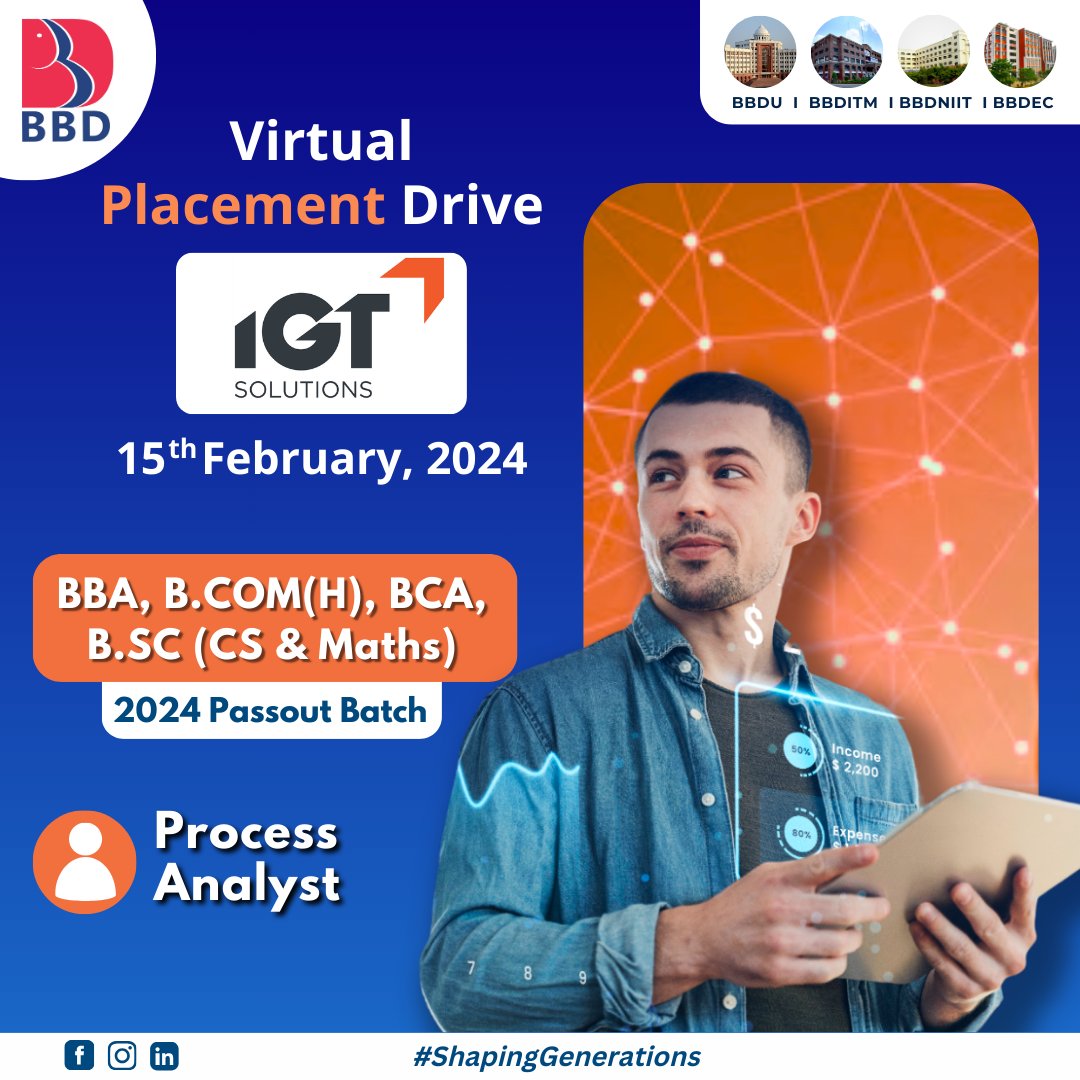 #IGTSolutions Virtual Placement Drive for 2024 Batch pass-outs.
#campusplacement # bbd #jobopportunity