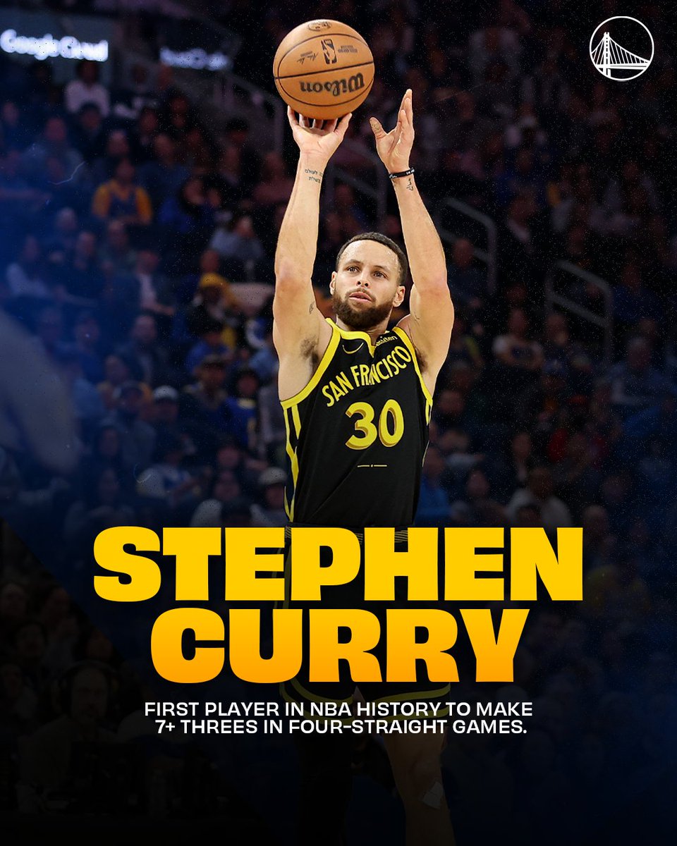 warriors's tweet photo. Stephen Curry writes history yet again ✍️ https://t.co/2JCdRUc8Pg