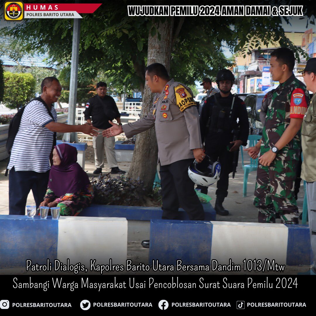 humasresbarut's tweet photo. Kegiatan patroli dialogis, Kapolres Barito Utara bersama Dandim 1013/Muara Teweh

Tetap semangat dalam menjaga kamtibmas di Kabupatem Barito Utara
@divisihumaspolri 
@Spripim_Polri 
@mulmedpoldakalteng https://t.co/1guolTnAsJ