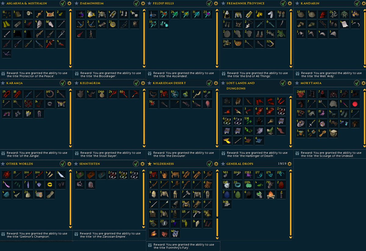 ZamorakSoul's tweet photo. HUGE luck this week: ULTIMATE SLAYER IS DONE!!!💀⚔️ Probably one of my biggest achievements to date! 

Bonus: went to Revenants afterwards to chill, got my last two pet drops 1k kc apart! Hilariously I got the Knight from an Imp and the Dragon from itself!

#Runescape https://t.co/kc95gEqc83