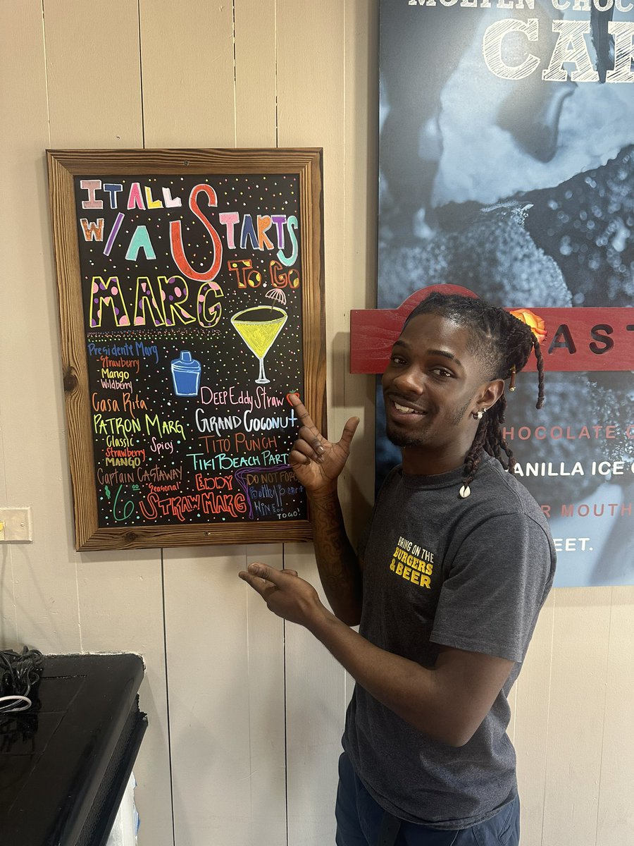 Ron Brown-Hudson (@_hotboironald_) on Twitter photo Introducing TJ It all starts with a Marg TO GO board! Can’t wait to grow sales with this wonderful addition to our <a href="/Chilis/">Chili's Grill & Bar</a> ToGo area! #ItAllStartsWithAMarg #Sales #TeamBestheimer #TeamEstrada Introducing TJ It all starts with a Marg TO GO board! Can’t wait to grow sales with this wonderful addition to our <a href="/Chilis/">Chili's Grill & Bar</a> ToGo area! #ItAllStartsWithAMarg #Sales #TeamBestheimer #TeamEstrada