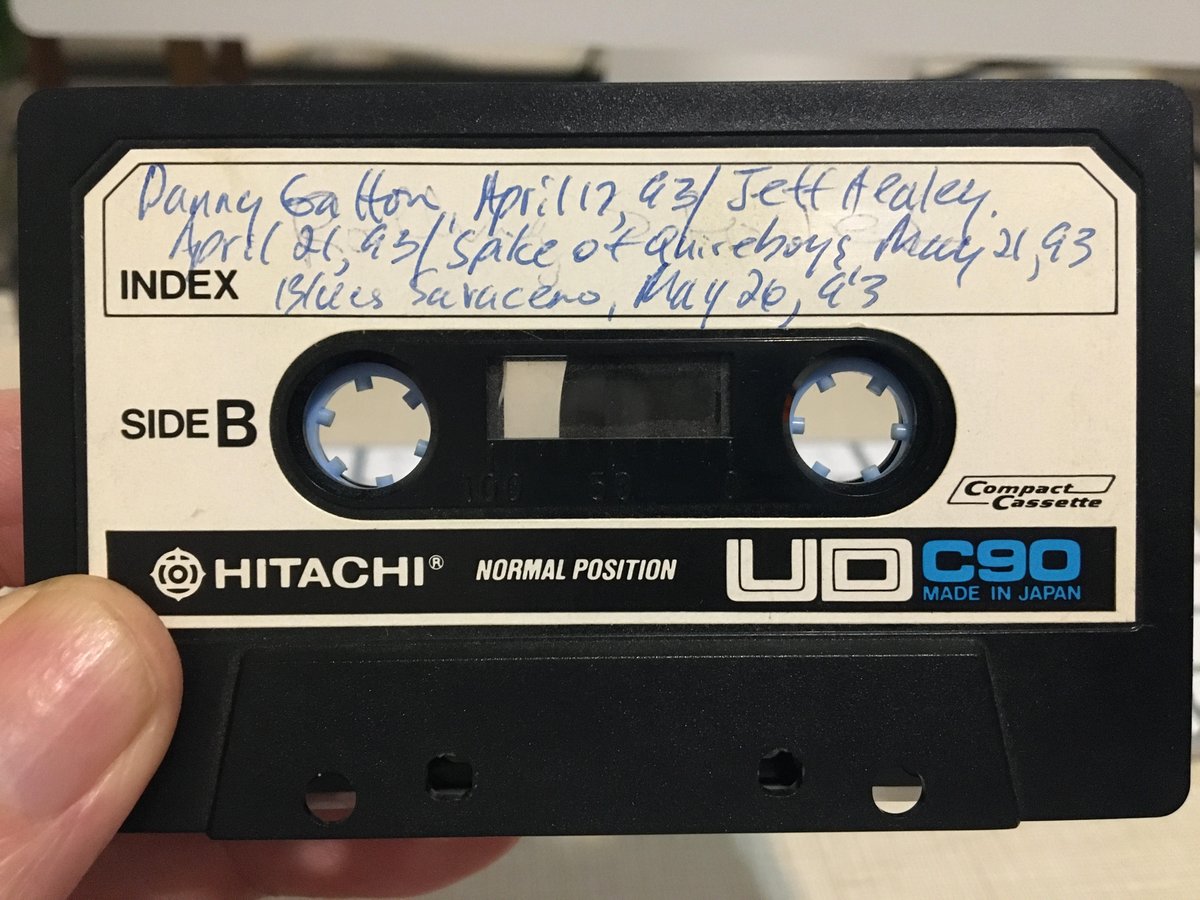 digitizing my way through the '90s, and the audio is still loud and clear. This tape includes 1993 interviews with guitar greats #DannyGatton, #JeffHealey, and #BluesSaraceno, plus singer Spike from #Quireboys. Kudos to the ever-dependable cassette-factory workers at @Hitachi