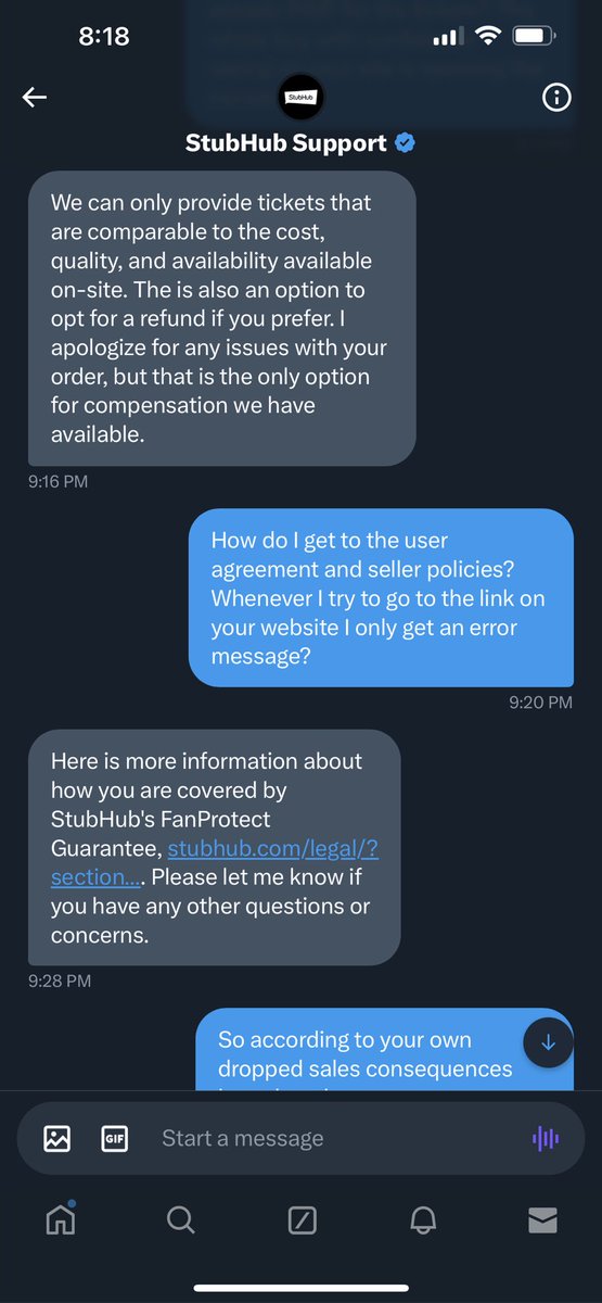 Dynosauur's tweet photo. Friendly reminder to never use @StubHub tickets got cancelled last minute and was offered a lot worse seats instead even though it states that they can charge the seller to make things right for the original buyer in the user agreements, terrible company. #stubhub #sucks https://t.co/iEiW3sFld7