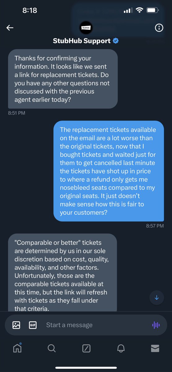 Dynosauur's tweet photo. Friendly reminder to never use @StubHub tickets got cancelled last minute and was offered a lot worse seats instead even though it states that they can charge the seller to make things right for the original buyer in the user agreements, terrible company. #stubhub #sucks https://t.co/iEiW3sFld7