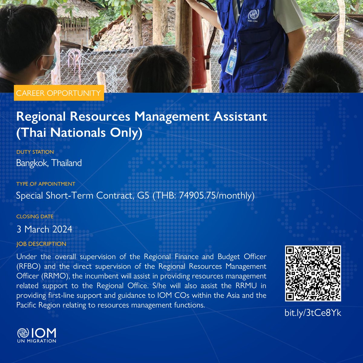 IOMAsiaPacific's tweet photo. 🛎️Deadline extended!

Are you a #ResourcesManagement professional looking for the next exciting chapter of your career? Join @IOMAsiaPacific and support our work across the region!

📥Do not miss out on the opportunity and apply before 3 March

#Job #UNJob #Vacancy #Career https://t.co/rkvPqJTQd7