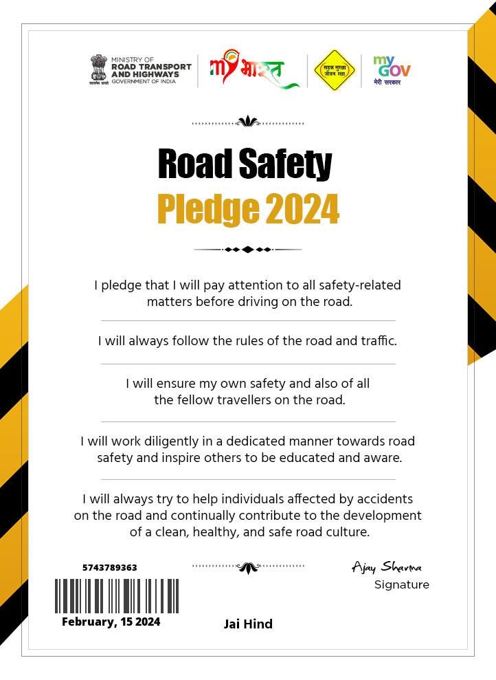 With traffic Jams and Reading and seeing news of accidents on a daily basis Important for us do create awareness on this critical aspect