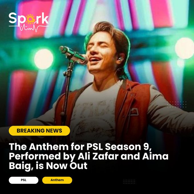 The Anthem for PSL Season 9, Performed by Ali Zafar and Aima Baig, is Now Out.

  #sparkpakistan #PSL #psl9 #alizafar #aimabaig #anthem #cricket #cricketfever