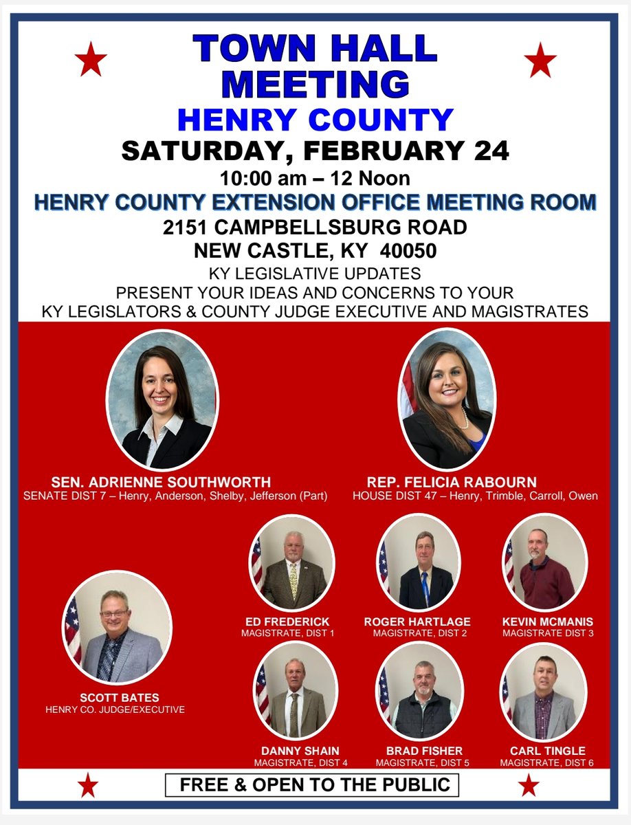 Attention Henry County here are the details on the community town hall this Saturday. Hope to see many people there and am looking forward to your questions.