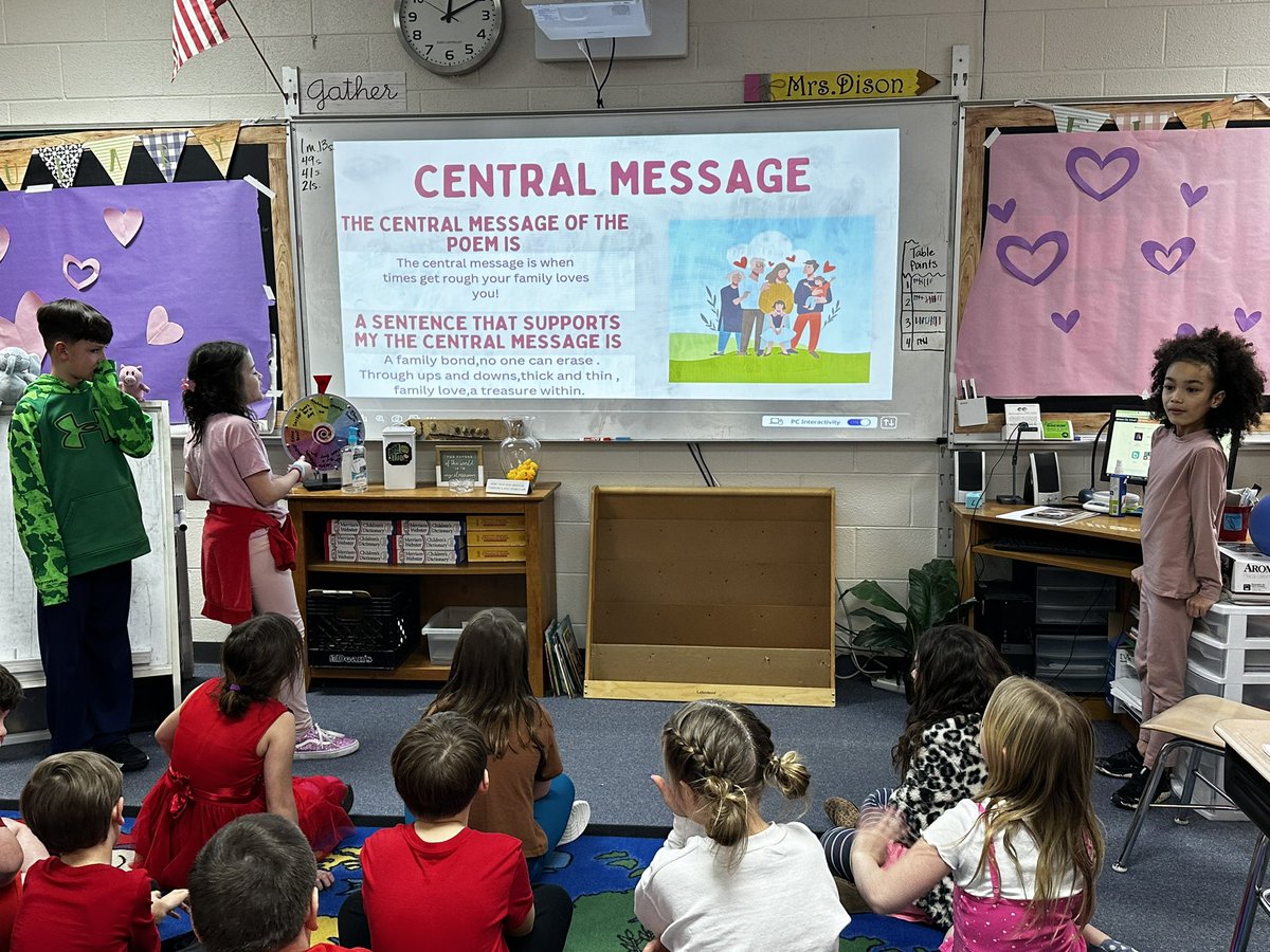 MrsDison2's tweet photo. Valentine’s Poetry in #3rdGrade for the win! Students read various poems in small groups, determined the #centralmessage &amp; key #vocabulary Then worked collaboratively in @canva to create presentations. Finally, they presented their work to the class. #JCSTechLeads @Woodland_JCS https://t.co/s5ijmXHI27