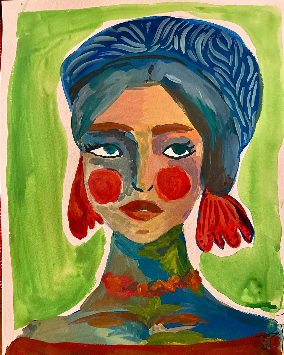 arunima1212's tweet image. Portrait by 11 year old Annika (9x12, gouache) #annika #art #portrait
Absolutely love this piece. ❤️❤️❤️❤️