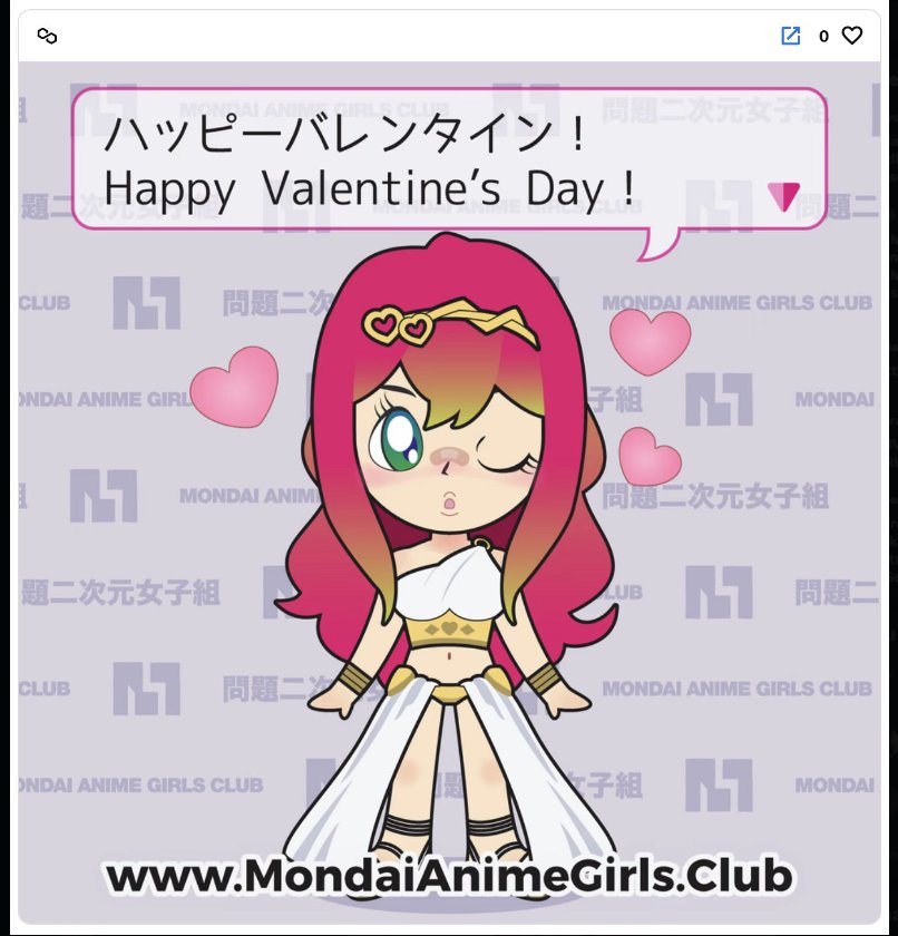 Thank you  so much <a href="/MAGCNFT/">Mondai Anime Girls Club :: MAGC NFT</a>  for this incredible V-Day NFT gift! 🎁 Absolutely loving the adorable character with its pink hair and awesome costume. It's super dope!🔥🫶 Thank you!🙏 You can have it too by joining Discord and enter for the giveaway!🎉
discord.com/invite/mondai-…