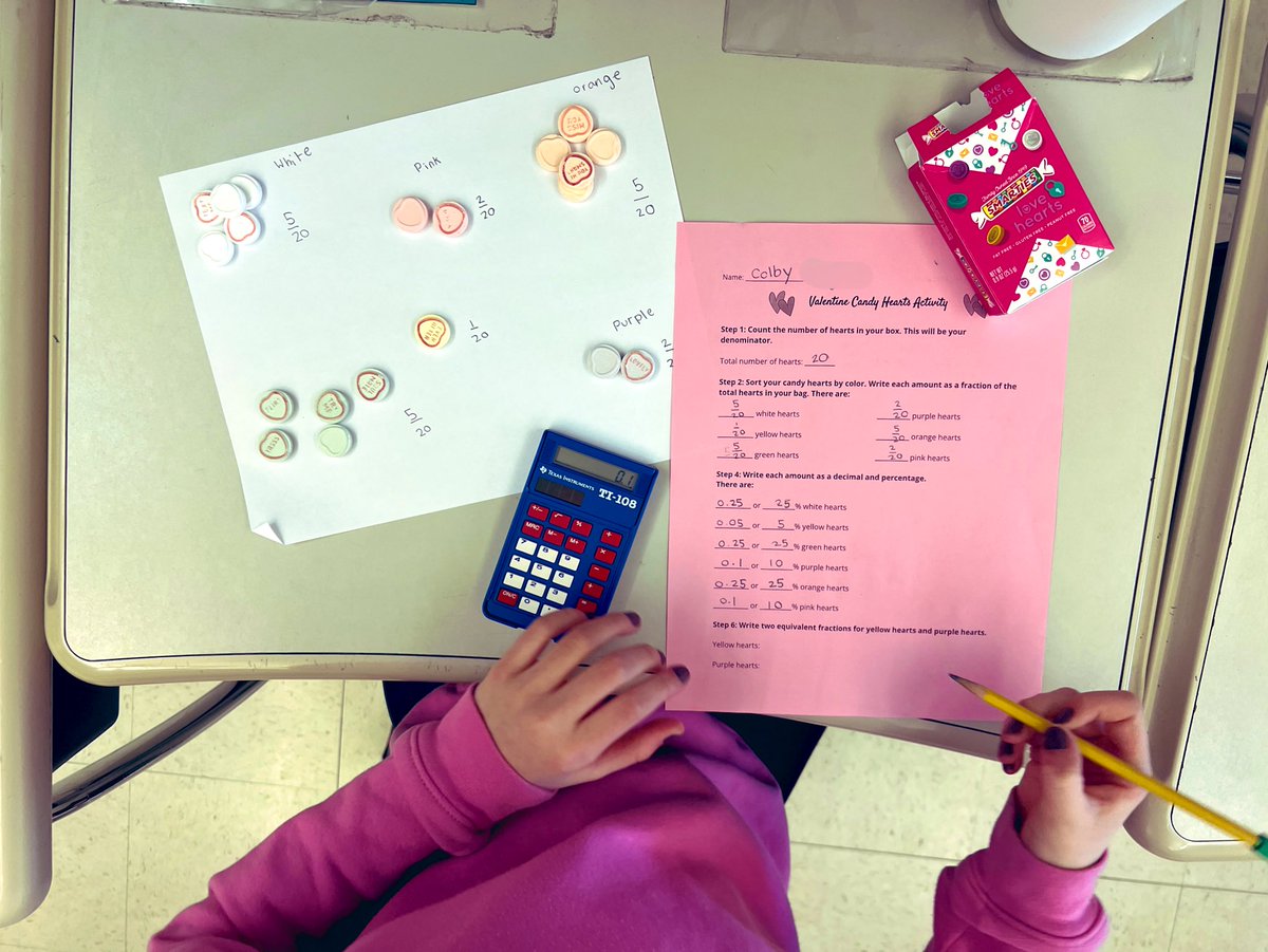 Math can be sweet! 💕 A little review of percents, decimals, and fractions with candy hearts for Valentine’s Day! <a href="/YorkAvenueES/">York Avenue</a> <a href="/NPSD/">North Penn School District</a>