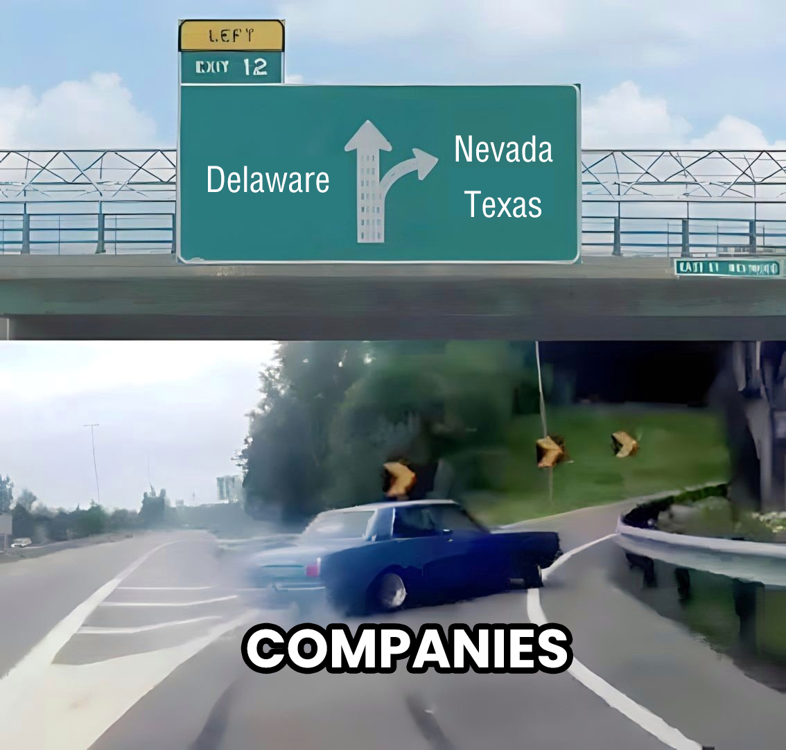 cb_doge's tweet photo. Just a reminder:

Change your state of incorporation out of Delaware before they lock the doors. https://t.co/xrXhsDTDGj