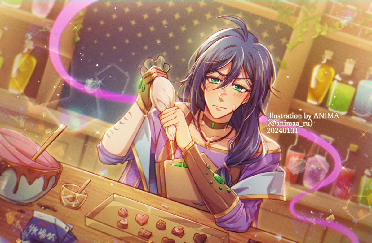 Fanta_Reads's tweet photo. Happy Valentine's Day from your most seiso magical librarian!

Been busy whipping up a new batch of omega chocolates UwU

🎨:@/animaa_ru2nd

#ENVtuber #VTuberUprising #ReadsArt https://t.co/nSEGuhzF7b