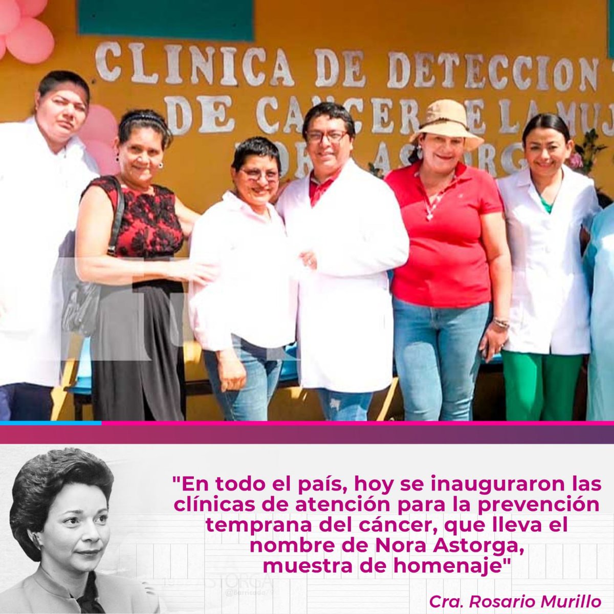💥🇳🇮🗣♥️La Vice Presidente de #Nicaragua Compañera Rosario Murillo declaró: En todo el país, hoy se inauguraron las clínicas d atención para la prevención temprana del cáncer que lleva el nombre de Nora Astorga, muestra de homenaje @Katilieva @nic_melcocha #UnidosEnVictorias