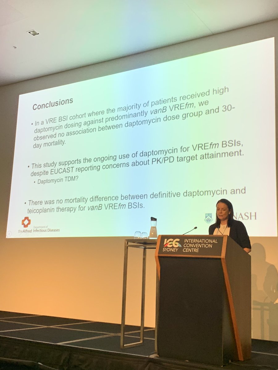 Courtney Ierano (@courtierano) on Twitter photo <a href="/AlfredHealth/">The Alfred</a> AMS ID pharmacist extraordinaire <a href="/cairns_kel/">Kelly Cairns</a> presenting her PhD research on daptomycin dosing for #VRE - higher doses than reported in the literature with no significant adverse effects to patients or 30-day mortality. More to come! #antimicrobials2024 <a href="/AlfredHealth/">The Alfred</a> AMS ID pharmacist extraordinaire <a href="/cairns_kel/">Kelly Cairns</a> presenting her PhD research on daptomycin dosing for #VRE - higher doses than reported in the literature with no significant adverse effects to patients or 30-day mortality. More to come! #antimicrobials2024