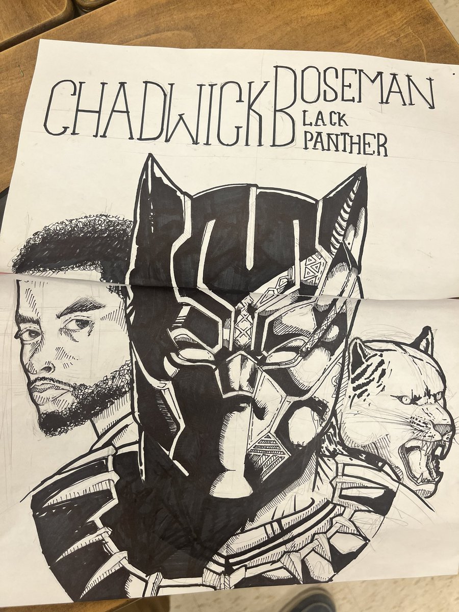 Honouring the late Chadwick Boseman as part of <a href="/GlenhavenSr/">Glenhaven Senior PS_PDSB</a> door decorating competition! This amazing drawing was done from a Grade 8 student! #BlackHistoryMonth