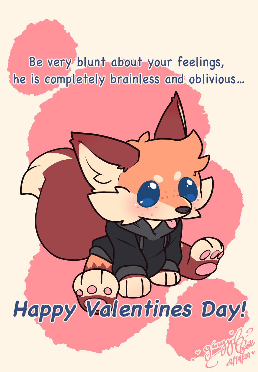 Yeh, he doesn’t take hints… Happy Valentine’s Day everyone! #Furry #Art #ValentinesDay