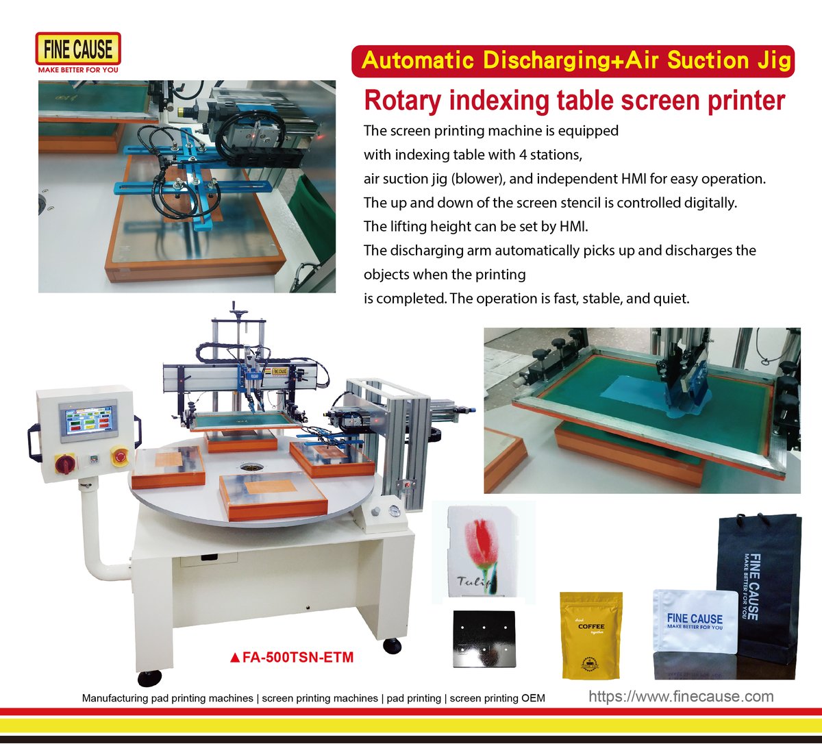 FinecausePrint's tweet photo. FA-500TSN-ETM
Rotary indexing table screen printer(Automatic Discharging+Air Suction Jig)
https://t.co/9yR24VypQr

#screenprintingmachine 
#screenprinter  
#indextablepadprinter 
#screenprinterwithcarousel
#indextablepadprintingmachine 
#flatscreenprintingmachine https://t.co/M5QwD8xOSW