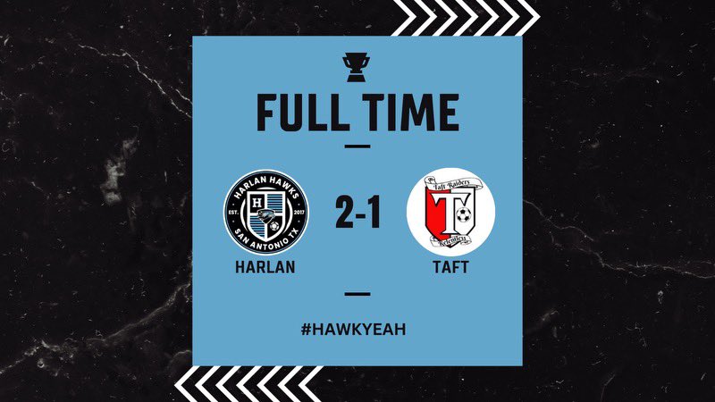 Final from Farris Harlan 2-1 Taft ⚽️⚽️@Greydn20 🅰️@j05h_22 🅰️@Carlos06Luna @HarlanSoccer Is Undefeated thru the first round of district play!!!🔥🔥🔥 Round 2 begins Friday!!!😤😤😤 DALE!!!! #HawkYeah @NISDHarlan