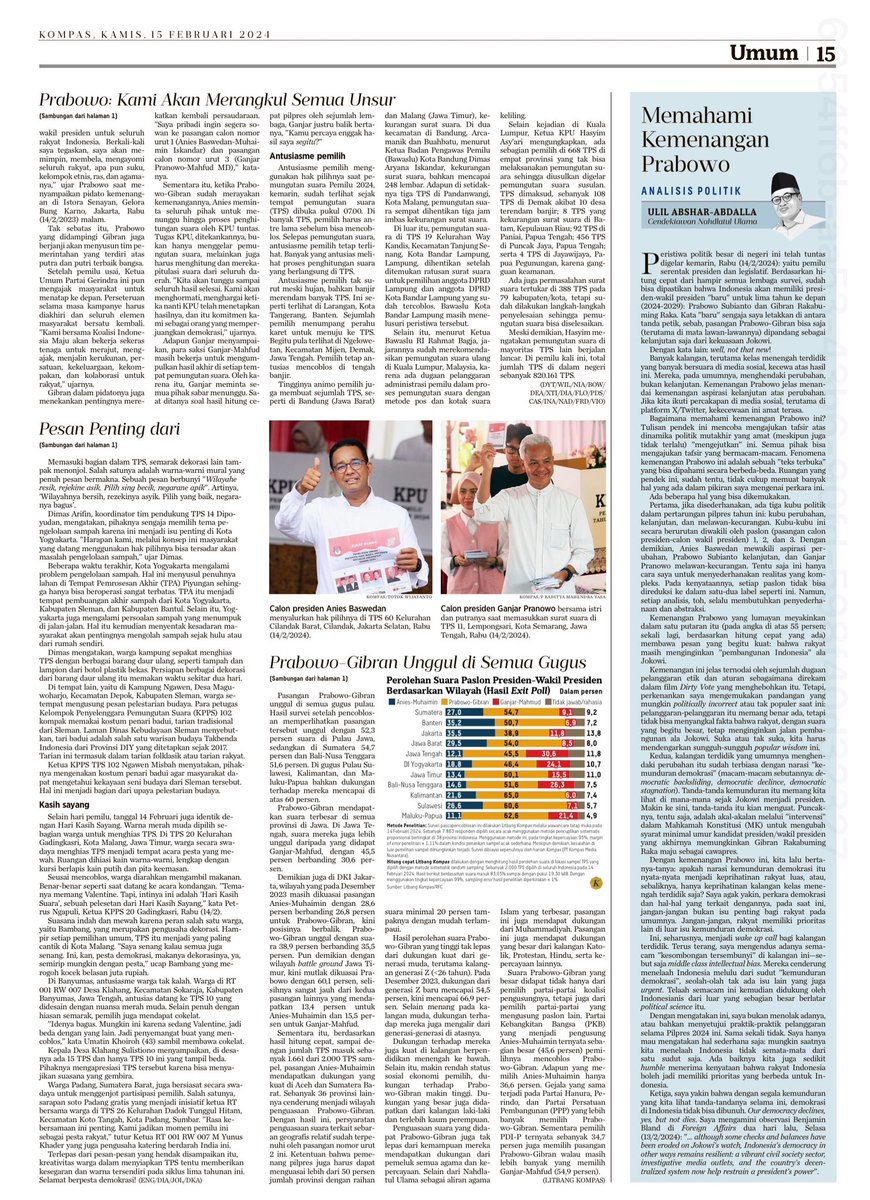 Yang hendak membaca analisis politik saya di Kompas hari ini, silahkan. Ini versi penuhnya. Sengaja saya unggah seluruh halaman agar seperti baca versi cetaknya.