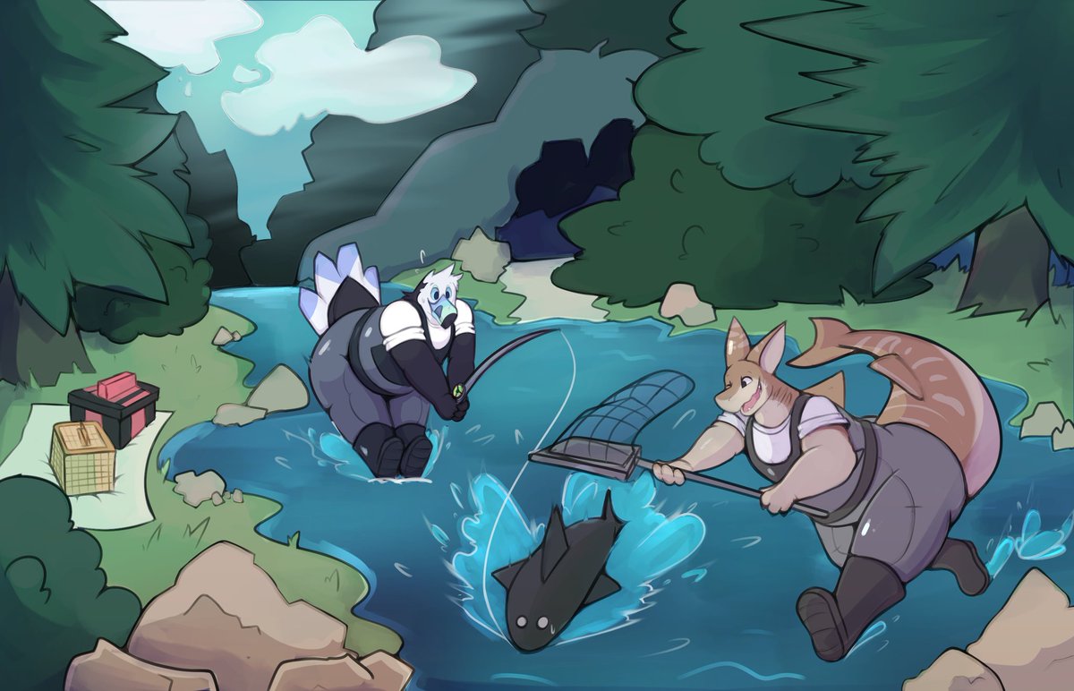 Spending this Valentine's Day thinking about fishing with @BluecanLee ❤️❤️ Fantastic art was made by @Splippyfop !