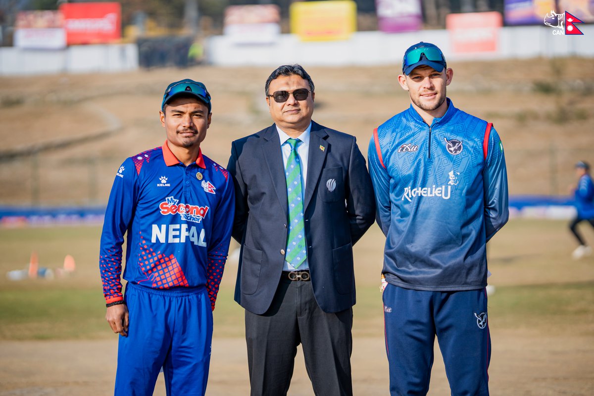CricketNep's tweet photo. Toss Update 🪙 | 🇳🇵vs 🇳🇦

Namibia have won the toss and will be fielding first at TU 🔥

#weCAN | #OneBallBattles | #WorldCupYear2024 | #NepalCricket https://t.co/ikWB2qWYST