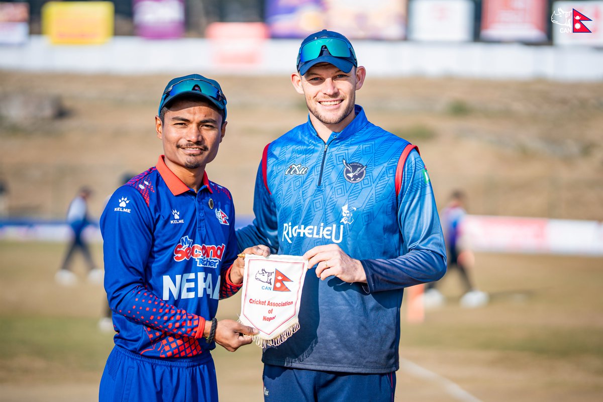 CricketNep's tweet photo. Toss Update 🪙 | 🇳🇵vs 🇳🇦

Namibia have won the toss and will be fielding first at TU 🔥

#weCAN | #OneBallBattles | #WorldCupYear2024 | #NepalCricket https://t.co/ikWB2qWYST