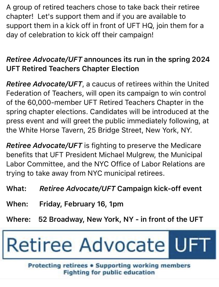 We empower retirees. Like over 300 Retired teachers from @RetireeAdvocUFT who will be running for their Retired Teacher Chapter to protect their healthcare and benefits! In SOLIDARITY!!! Victory!! #laborstrong #retiredLaborStrong #GetItDone