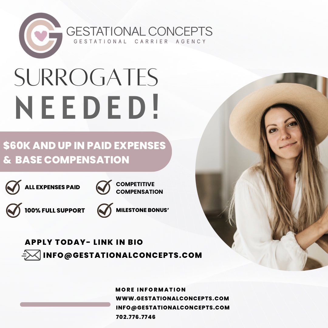 Attention all potential gestational surrogates! Our agency is currently looking to accept qualified candidates as a part of our Gestational Concepts Family! We have a waiting list of amazing intended parents who are looking for their perfect match to help with build a family :)