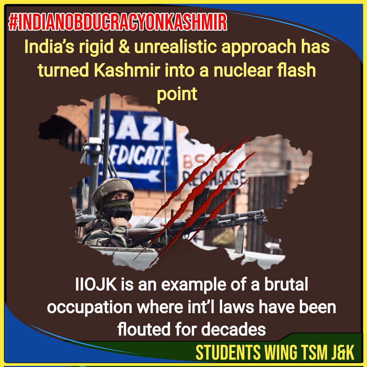 arshidawan101's tweet photo. #IndianObducracyOnKashmir

    •Kashmir has been bleeding for over 7 decades due to Indian obduracy &amp; jingoism
    •New Delhi’s stubbornness is the stumbling block in the way of resolving the Kashmir dispute https://t.co/6RjofFfoox