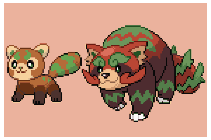 20240214名前:ハレッサータイプ:くさ名前:アーバンダタイプ:くさ・かくとう#pixelart #fakemon #オリポケ 